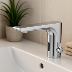 Grifo Aquadesign Sensor electrónico para lavabo alimentado por batería o red eléctrica cromo 1208958186